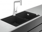 Мойка для кухни Hansgrohe C51 C51-F770-05 с однорычажным смесителем и системой слива с автоматическим управлением графит 43216000