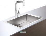 Мойка для кухни Hansgrohe C71 C71-F660-03 с однорычажным кухонным смесителем и системой слива с автоматическим управлением сталь 43209800