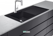 Мойка для кухни Hansgrohe C51 C51-F450-11 с однорычажным смесителем и системой слива с автоматическим управлением графит 43227000