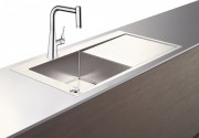 Мойка для кухни Hansgrohe C71 C71-F450-11 с однорычажным смесителем и системой слива с автоматическим управлением хром 43229000