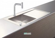Мойка для кухни Hansgrohe C71 C71-F450-12 с однорычажным смесителем и системой слива с ручным управлением хром 43230000