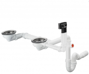 Сифон для двойных раковин Hansgrohe D17-10 белый/нержавеющая сталь 43928000