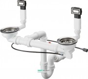 Сифон для подвійних раковин з автоматичним комплектом слив-перелив Hansgrohe D14-12 Select білий / нержавіюча сталь 43942800