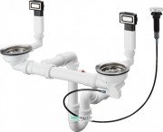 Сифон для подвійних раковин з автоматичним комплектом слив-перелив Hansgrohe D15-11 білий / нержавіюча сталь 43932800