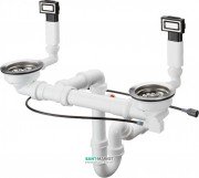 Сифон для подвійних раковин з автоматичним комплектом слив-перелив Hansgrohe D14-12 Select білий / нержавіюча сталь 43942800
