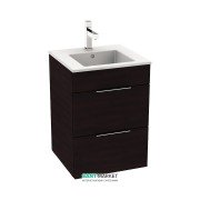 Тумба подвесная с раковиной для ванной Jika Cube 45х43 см тёмный дуб H4536221763021