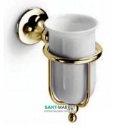 Cтакан для зубних щіток з утримувачем Lineabeta Vanessia латунь / кераміка бронза / білий 52901.35