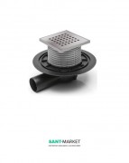 Сливной трап для балконов и террас МСН боковой сток с дизайнерской решеткой Квадраты G 381 NA