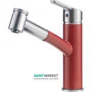 Смеситель для кухни Franke Smart однорычажный с выносным изливом латунь никель оптик/ретро красный 115.0534.219