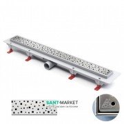 Желоб водосточный МСН 650 мм с горизонтальным фланцем и матовой решеткой Квадраты CH 650 SN 1