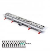 Желоб водосточный МСН 450 мм с горизонтальным фланцем и полированной решеткой Гармония CH 450 H