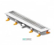 Желоб водосточный МСН 450 мм с горизонтальным фланцем и полированной решеткой Медиум CH 450 M