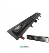 Желоб водосточный МСН 850 мм с горизонтальным фланцем и чёрной решеткой Бейзик CH 850 B C