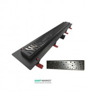 Жолоб водостічний МСН 650 мм з горизонтальним фланцем і чорної гратами Квадрати CH 650 S C