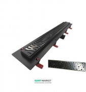 Жолоб водостічний МСН 350 мм з горизонтальним фланцем і чорної гратами Краплі CH 350 D C