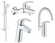 Набор смесителей Grohe Eurosmart для ванной и кухни однорычажные хром 123248MK