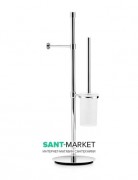 Напольная стойка с ершиком для унитаза и держателем для туалетной бумаги Lineabeta Rampin хром/стекло матовое 5124.29