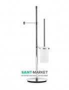 Напольная стойка с ершиком для унитаза и держателем для туалетной бумаги Lineabeta Rampin хром/стекло матовое 5124.29