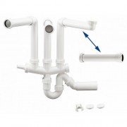 Соединение двух чаш с корзинчатым вентилем 3 ½ и одной чаши с корзинчатым вентилем 1 ½ Blanco  пластик  белый 225089