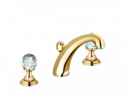 Змішувач для раковини на 3 отвори KLUDI ADLON високий виливши ручки кришталь позолота 23 карата 5104345G4