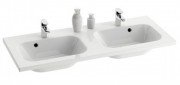 Двойная раковина для ванной на тумбу Ravak Chrome со скрытым переливом белая XJG01212000