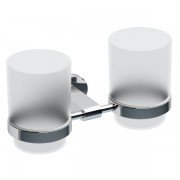 Дві склянки для зубних щіток з утримувачем Ravak Chrome CR 220 хромована латунь матове скло X07P189