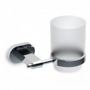 Стакан для зубных щеток Ravak Chrome CR 210.00 с держателем хромированная латунь матовое стекло X07P188