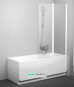 Шторка для прямокутної ванни Ravak 10 ° 10CVS2-100 R двохелементна профіль білий скло transparent 7QRA0103Z1