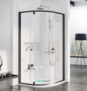 Душевой уголок полукруглый Ravak Pivot PSKK3-80 профиль черный стекло transparent 37644300Z1
