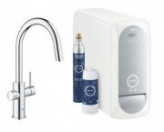 Смеситель для кухни со стартовым пакетом Grohe Blue Home выдвижной С-излив латунь хром 31541000