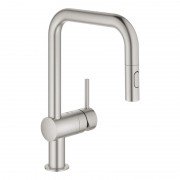 Смеситель для кухни Grohe Minta однорычажный с выдвижным изливом суперсталь 32322DC2