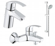 Комплект смесителей для ванной с душевым гарнитуром Grohe Eurosmart 3 в 1 хром 123238