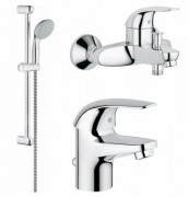 Комплект змішувачів для ванної з душовим гарнітуром Grohe Euroeco 3 в 1 хром 123226