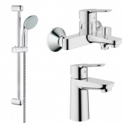 Комплект змішувачів для ванної з душовим гарнітуром Grohe BauEdge латунь / пластик хром 123365S