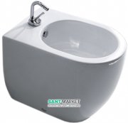 Биде напольное Kerasan Flo с 1 отверстием в комплекте с крепежом белый 312101