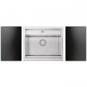 Кухонна мийка прямокутна з телескопічним змішувачем і двома скляними поверхнями Apell Regola нержавіюча сталь RE601IKITB