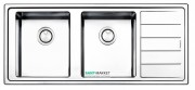 Кухонна мийка прямокутна подвійна Apell Linear Plus RIGHT з донним клапаном і сифоном нержавіюча сталь Brushed LNP1162FRBC