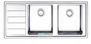 Кухонна мийка прямокутна подвійна Apell Linear Plus LEFT з донним клапаном і сифоном нержавіюча сталь Brushed LNP1162FLBC