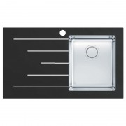 Кухонна мийка прямокутна фронтальна частина чорне скло pop-up механізм Apell Pura LEFT нержавіюча сталь Brushed PU861ILBC
