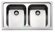 Кухонна мийка прямокутна подвійна Apell Torino з донним клапаном і сифоном нержавіюча сталь Brushed TO862IBC