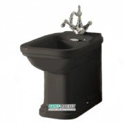 Биде напольное приставное Kerasan Waldorf с одним отверстием черный глянцевый хром 4121K4