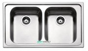 Кухонная мойка прямоугольная двойная Apell Torino с донным клапаном и сифоном нержавеющая сталь Brushed TO862IBC