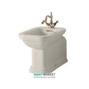 Биде напольное удлиненное Kerasan Waldorf чаша прямоугольная белый/золото 4120K2