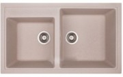 Кухонная мойка прямоугольная двойная Apell Pietra Plus с сифоном гранит бежевый PTPL862GO