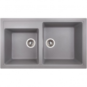 Кухонна мийка прямокутна подвійна Apell Pietra Plus з сифоном граніт сірий PTPL862AL