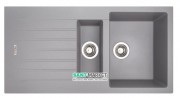 Кухонная мойка прямоугольная двойная Apell Pietra Plus с сифоном гранит серый PTPL1002AL