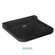 Раковина для ванної підвісна або на п'єдестал Kerasan Waldorf 60x55 санфарфор чорний глянсовий бронза 4140K6