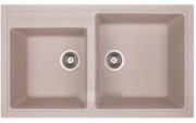 Кухонна мийка прямокутна подвійна Apell Pietra Plus з сифоном граніт бежевий PTPL862GO