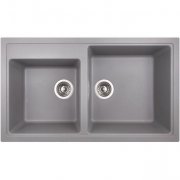 Кухонна мийка прямокутна подвійна Apell Pietra Plus з сифоном граніт сірий PTPL862AL
