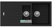 Кухонная мойка прямоугольная двойная Apell Pietra Plus с сифоном гранит черный PTPL1002GB